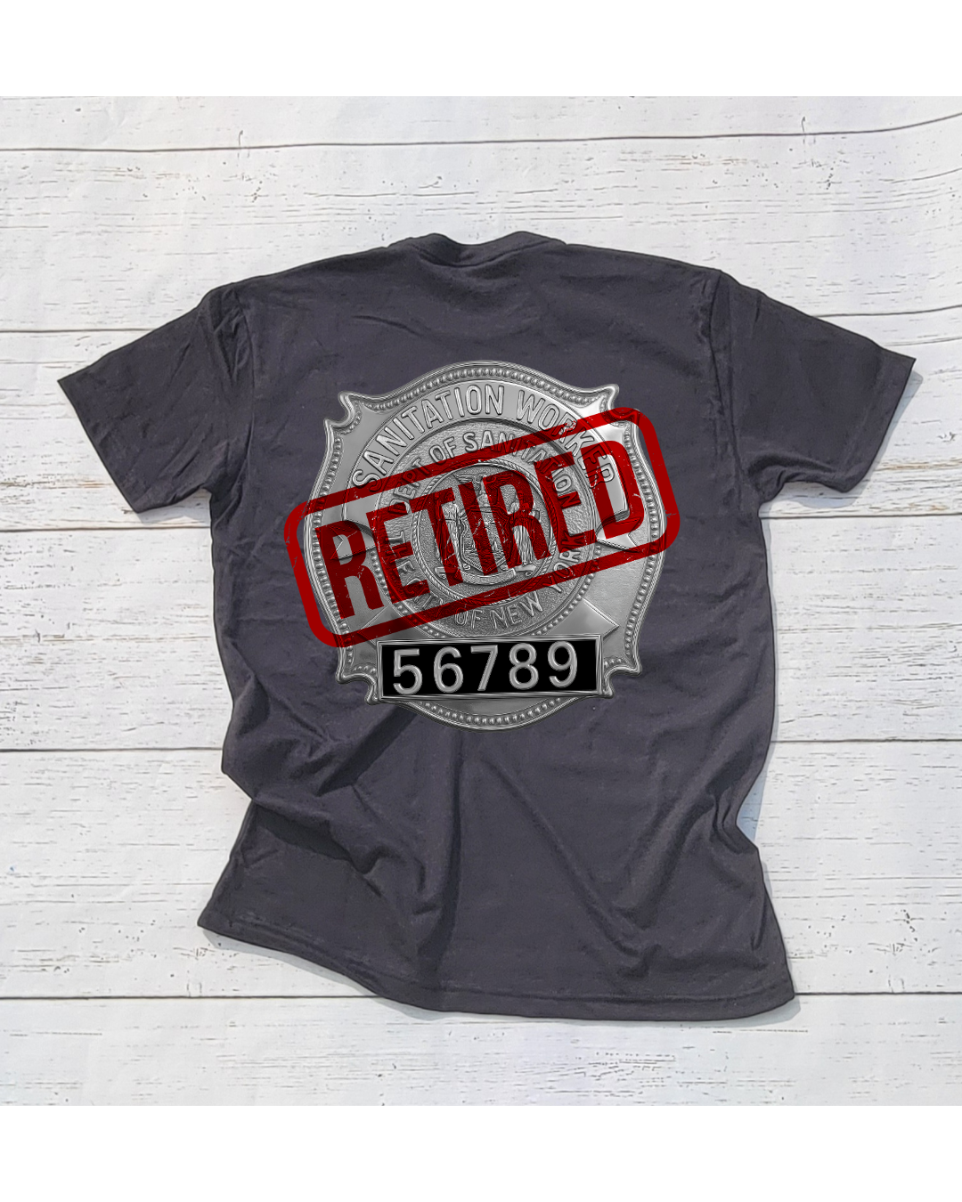 Retirement Badge T-Shirt W/ Snake emblem in front Black