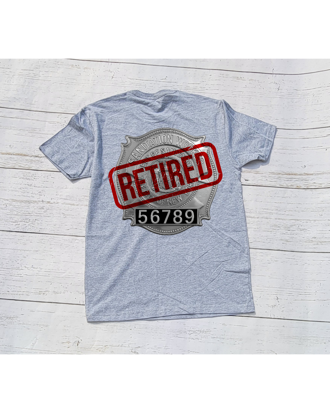 Retirement Badge T-Shirt W/ Snake emblem in front Gray