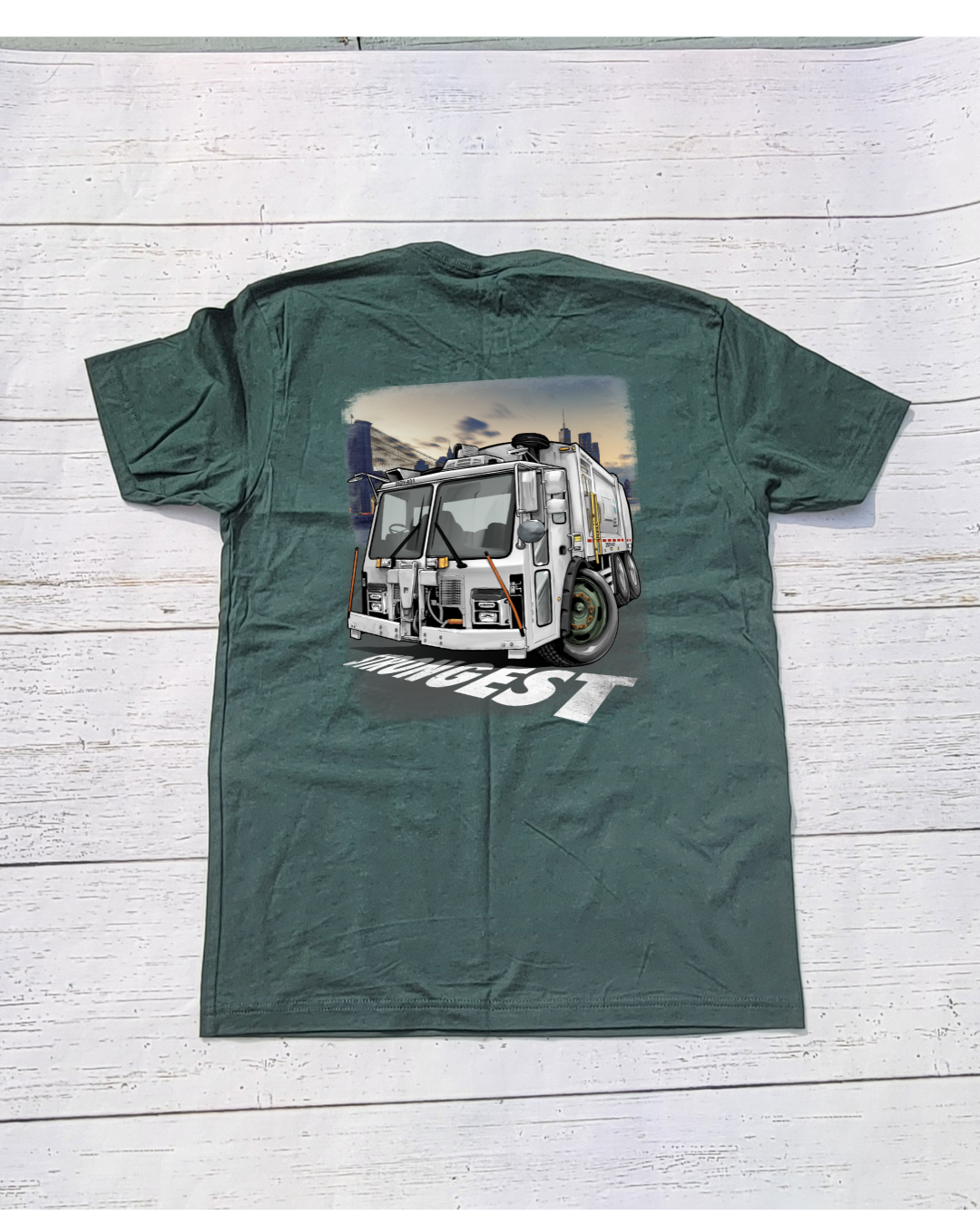 Truck design T-Shirt W/ Snake Emblem in front Green