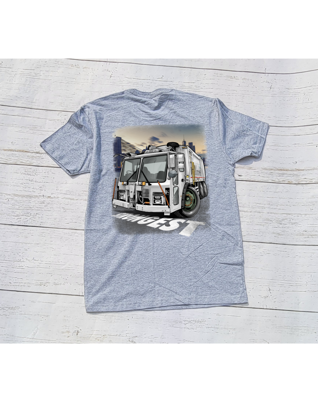 Truck Design T-Shirt W/ Snake emblem in front Gray