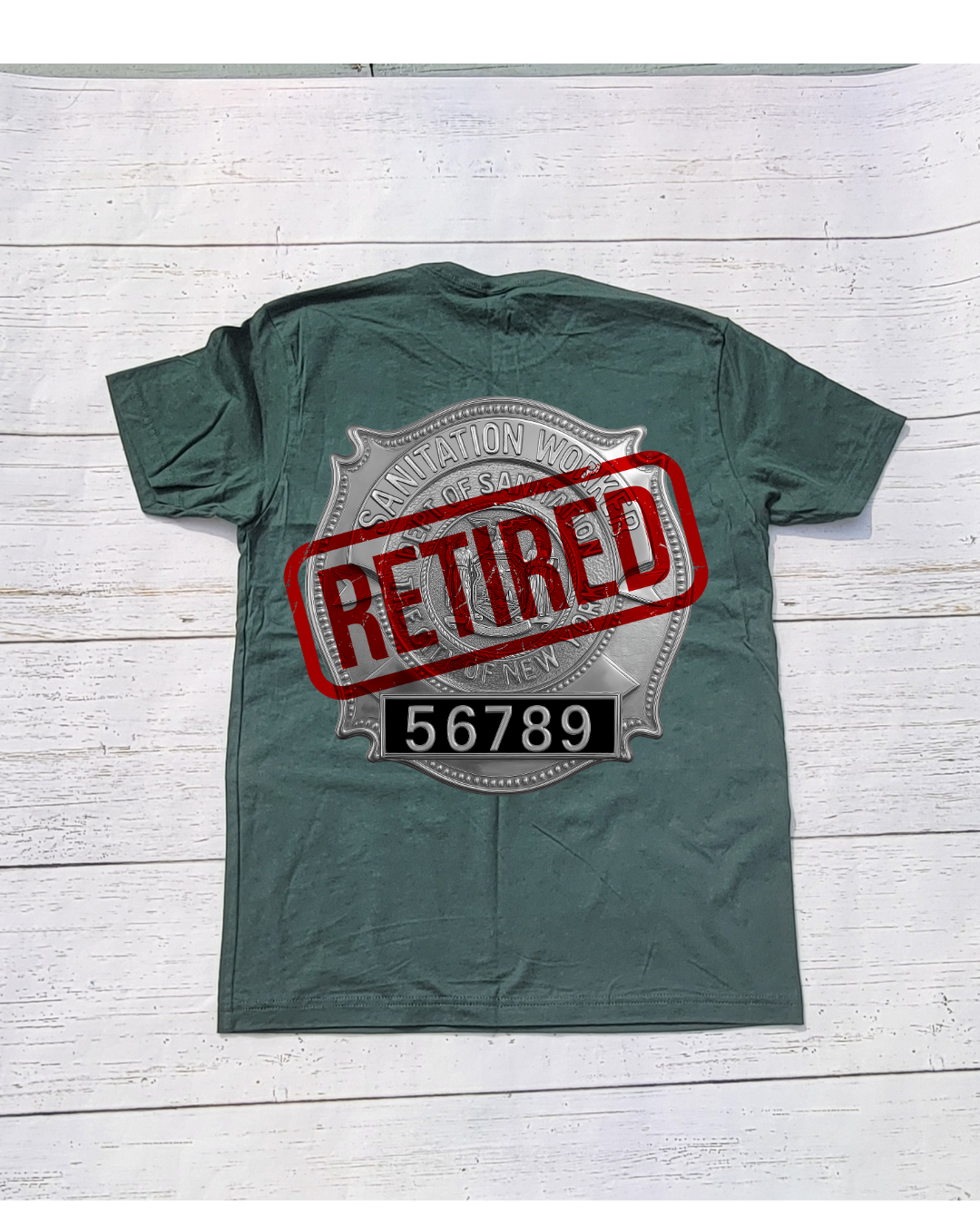 Retirement Badge T-Shirt W/ Snake Emblem in front Green