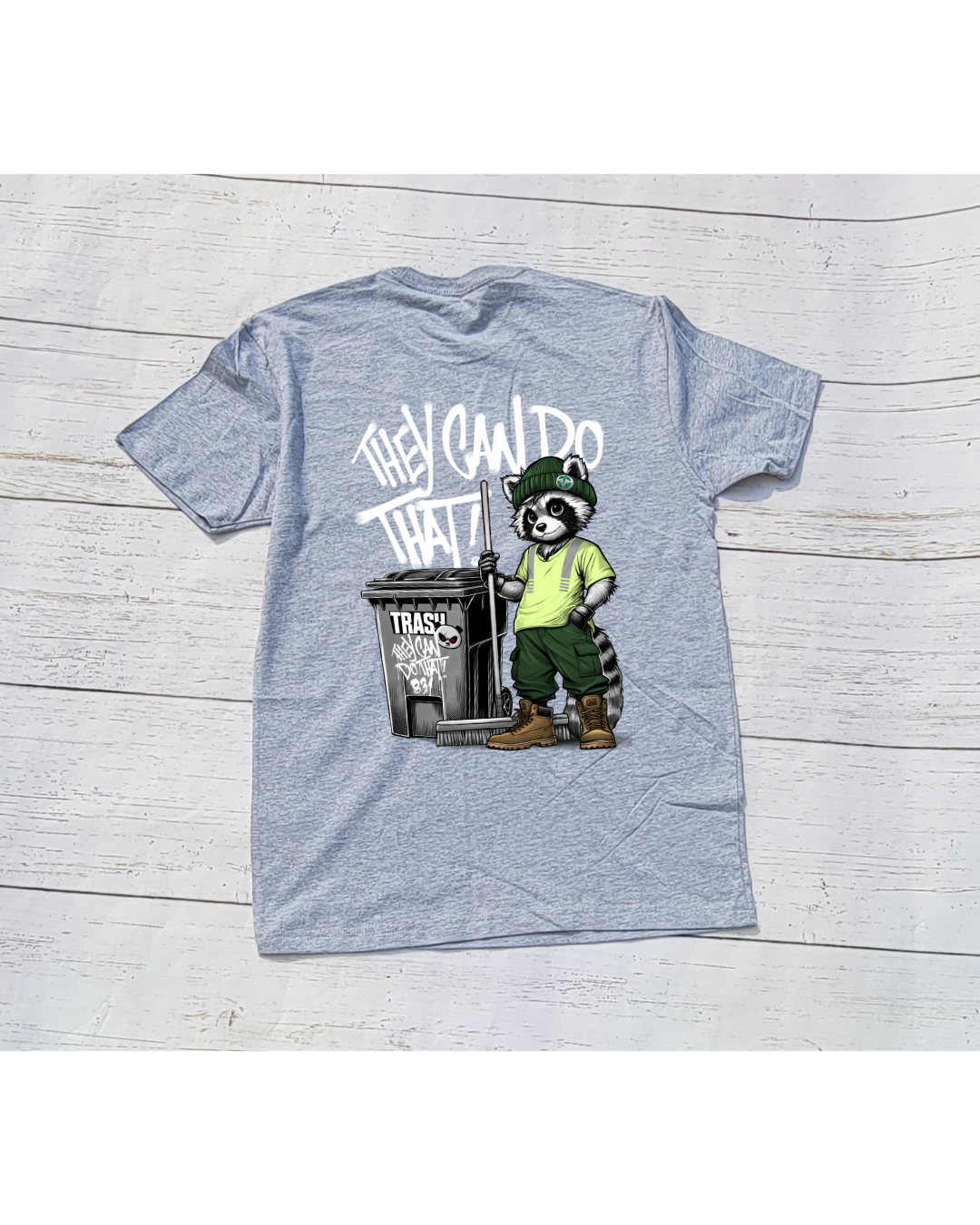 Raccoon Design T-Shirt W/ Snake emblem in front Gray