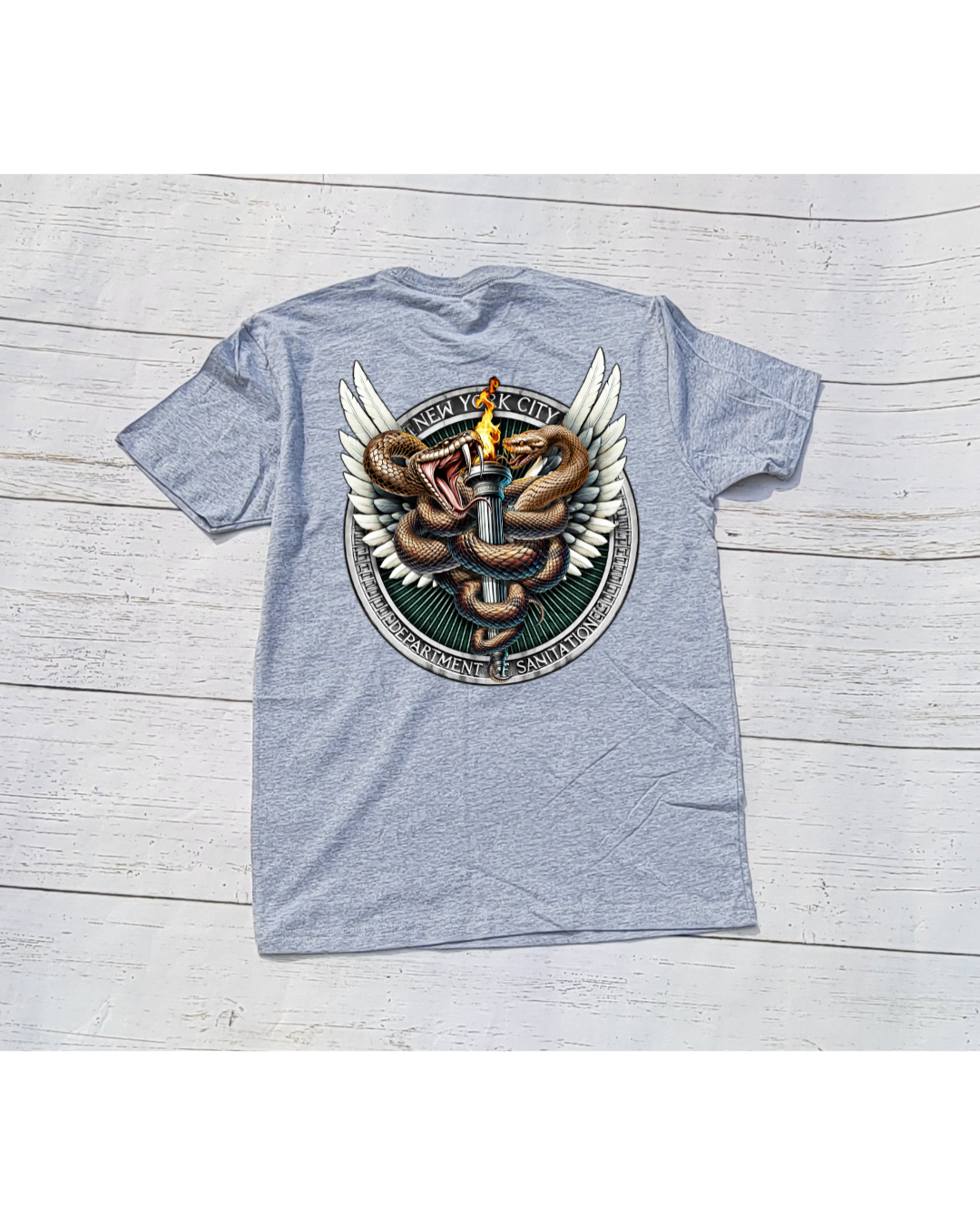 Snake Emblem T-Shirt W/ Truck design in front Gray