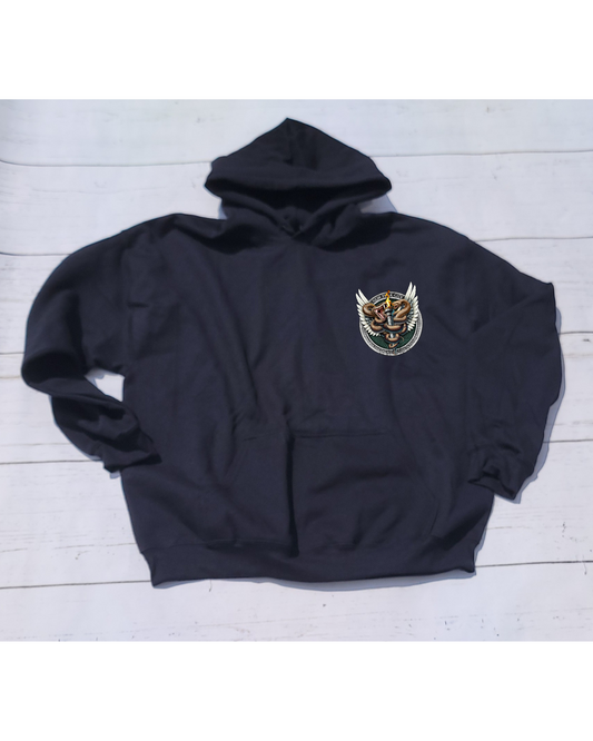 Retired Badge Hoodie W/ Snake emblem in front Black (PRE_ORDER due to ship Late Oct)