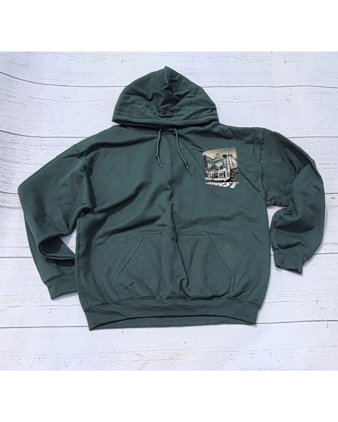 Retired Badge Hoodie w/ Truck design in front Green (PRE_ORDER due to ship Late Aug)