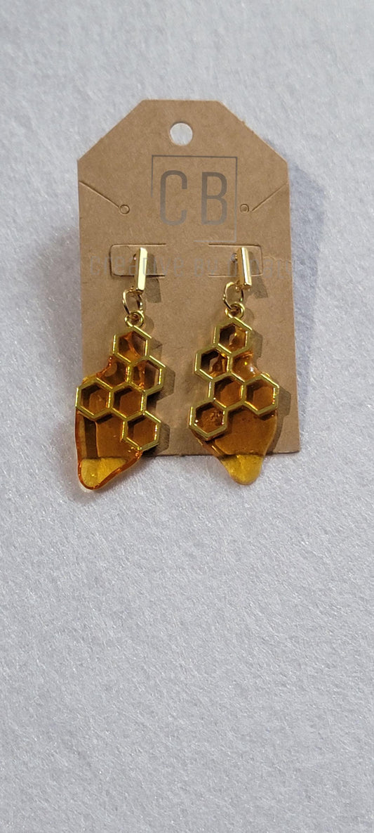 HoneyComb Resin Dangle earrings