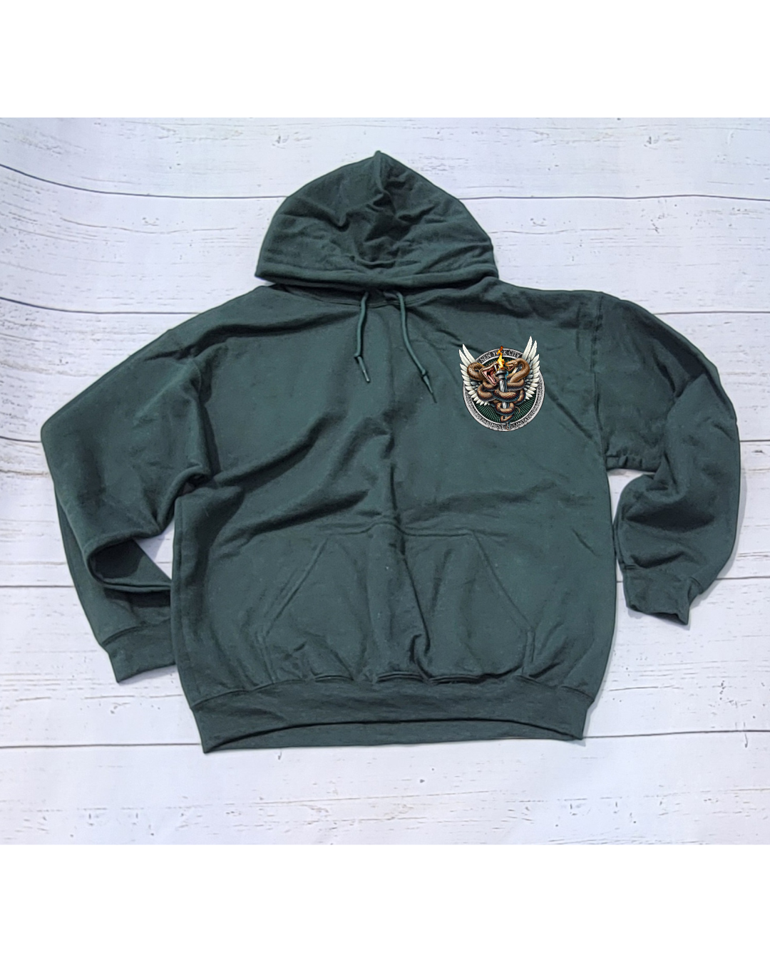 Retired Badge Hoodie w/ Snake Emblem in front Green (PRE_ORDER due to ship Late Oct)