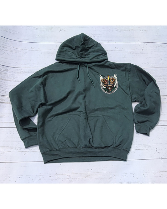 Retired Badge Hoodie w/ Snake Emblem in front Green (PRE_ORDER due to ship Late Oct)