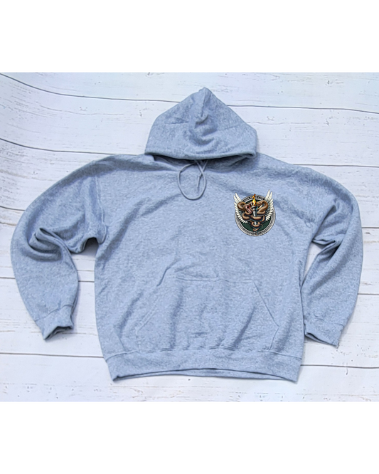 Retired Badge Hoodie w/ Snake Emblem in front Gray (PRE_ORDER due to ship Late Oct)