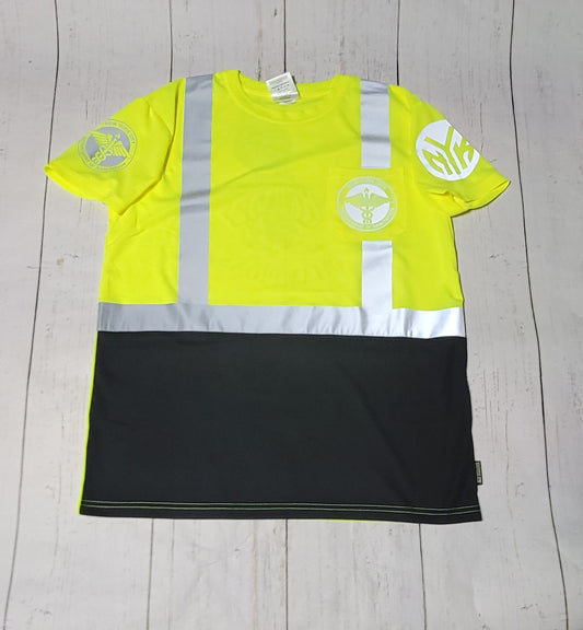 Hi-Vis ANSI Class 2 Black Bottom Viz-Dri Safety T-Shirt Knicks design