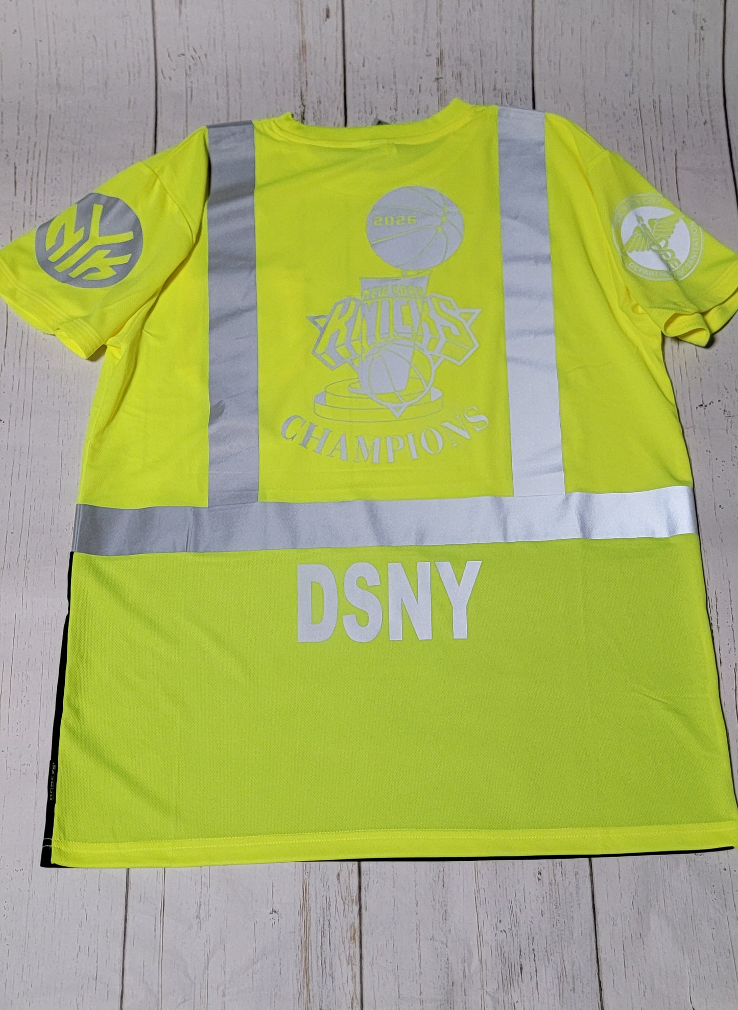 Hi-Vis ANSI Class 2 Black Bottom Viz-Dri Safety T-Shirt Knicks design